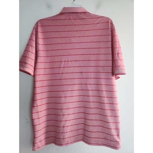 Cremieux Men Pink w/Red Stripe Supima Cotton Short Sleeve Polo Shirt size Large - Picture 2 of 9